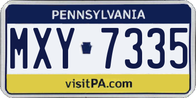 PA license plate MXY7335