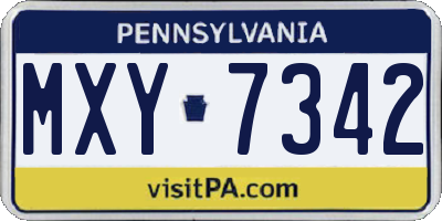 PA license plate MXY7342