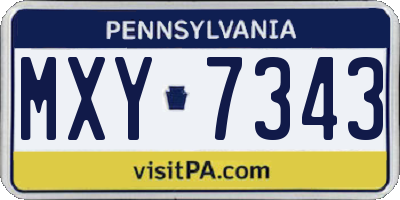 PA license plate MXY7343