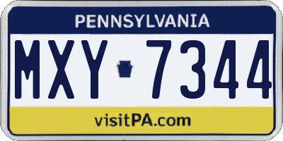 PA license plate MXY7344