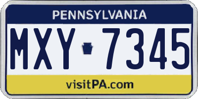 PA license plate MXY7345