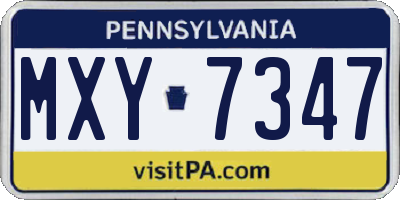 PA license plate MXY7347