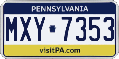 PA license plate MXY7353