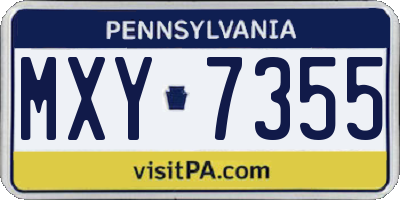 PA license plate MXY7355