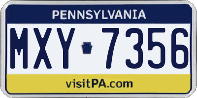 PA license plate MXY7356