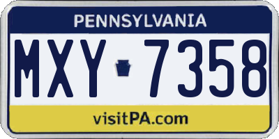 PA license plate MXY7358
