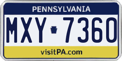 PA license plate MXY7360