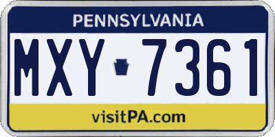 PA license plate MXY7361