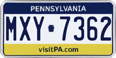 PA license plate MXY7362
