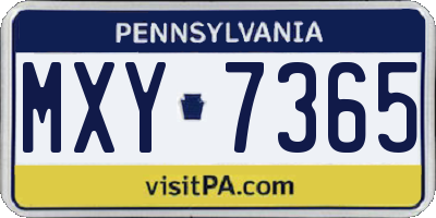 PA license plate MXY7365