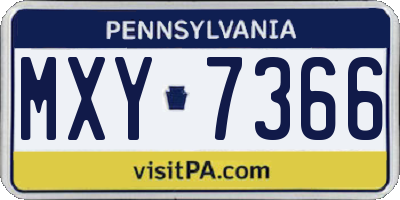 PA license plate MXY7366