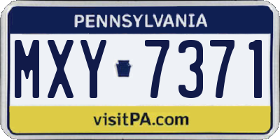 PA license plate MXY7371