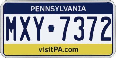PA license plate MXY7372
