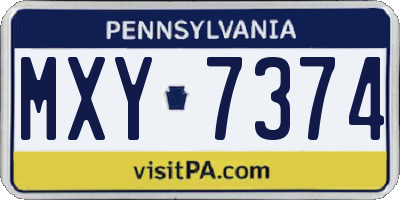 PA license plate MXY7374