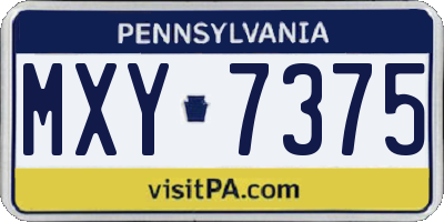 PA license plate MXY7375