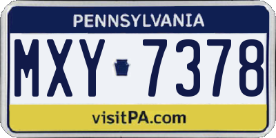 PA license plate MXY7378