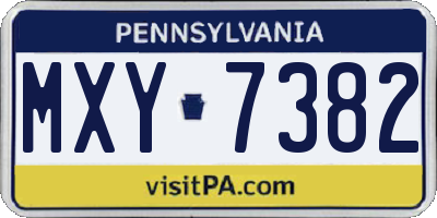 PA license plate MXY7382