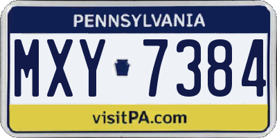 PA license plate MXY7384