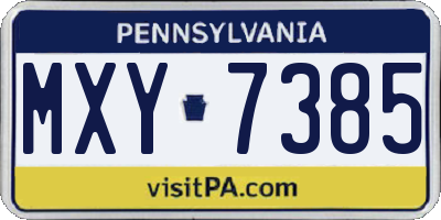PA license plate MXY7385