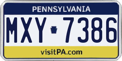PA license plate MXY7386