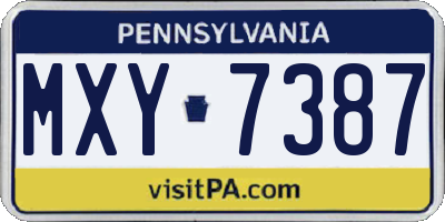 PA license plate MXY7387