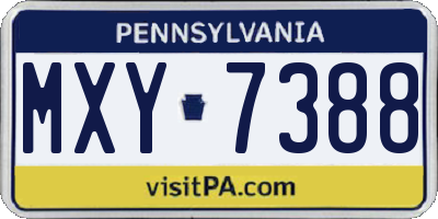 PA license plate MXY7388