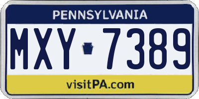 PA license plate MXY7389