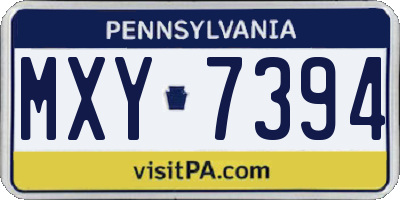 PA license plate MXY7394