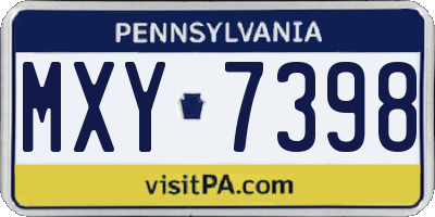 PA license plate MXY7398