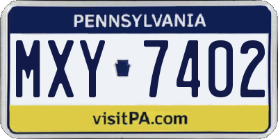 PA license plate MXY7402