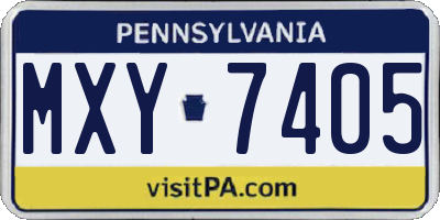PA license plate MXY7405