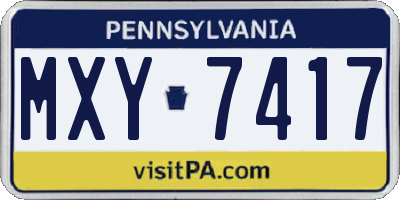 PA license plate MXY7417