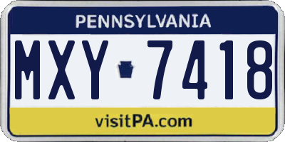 PA license plate MXY7418