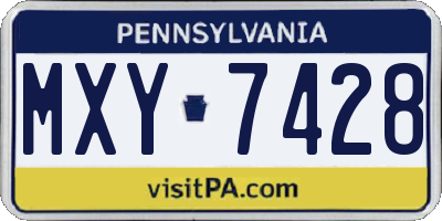 PA license plate MXY7428