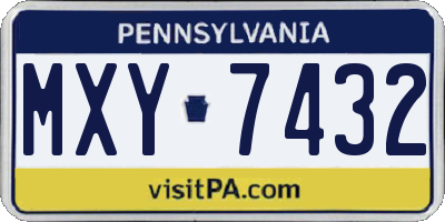 PA license plate MXY7432