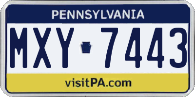PA license plate MXY7443