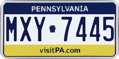 PA license plate MXY7445