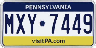 PA license plate MXY7449