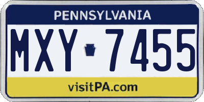 PA license plate MXY7455