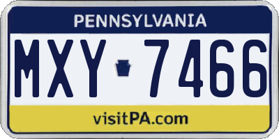 PA license plate MXY7466