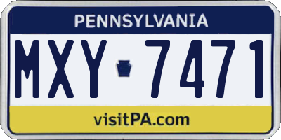 PA license plate MXY7471