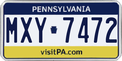 PA license plate MXY7472
