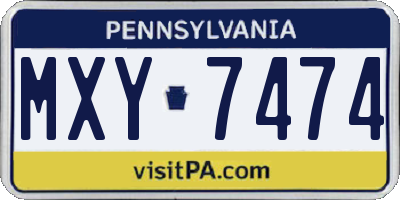 PA license plate MXY7474