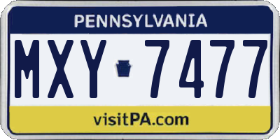 PA license plate MXY7477