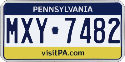 PA license plate MXY7482