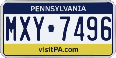 PA license plate MXY7496