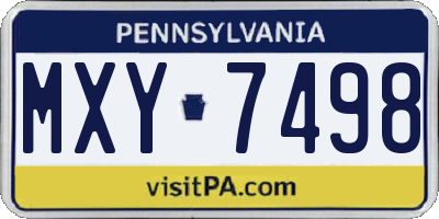 PA license plate MXY7498