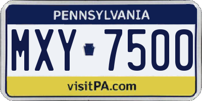 PA license plate MXY7500