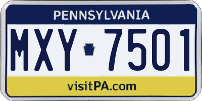 PA license plate MXY7501