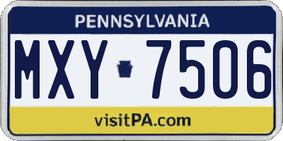 PA license plate MXY7506